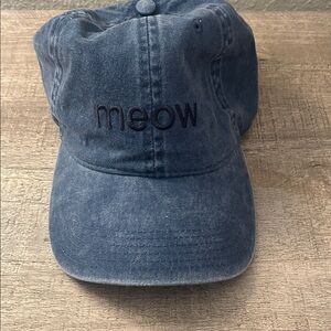 Blue 'Meow' Embroidered Cap